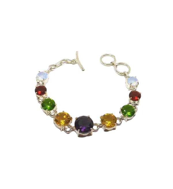 Pulsera de plata 925 con piedras naturales engarzadas