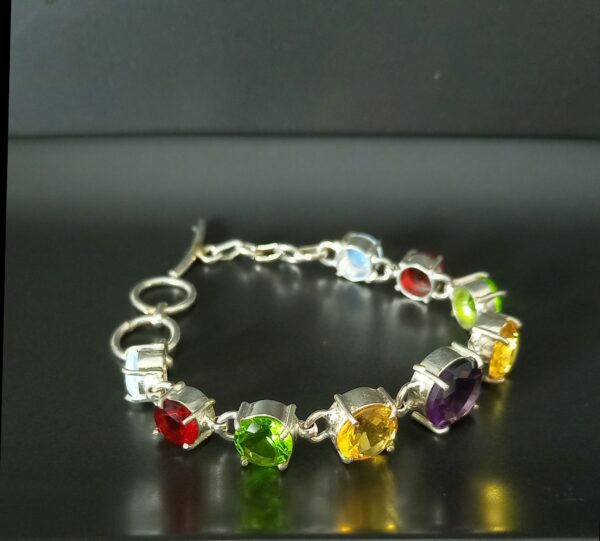 Pulsera de plata 925 con piedras naturales engarzadas - Imagen 3