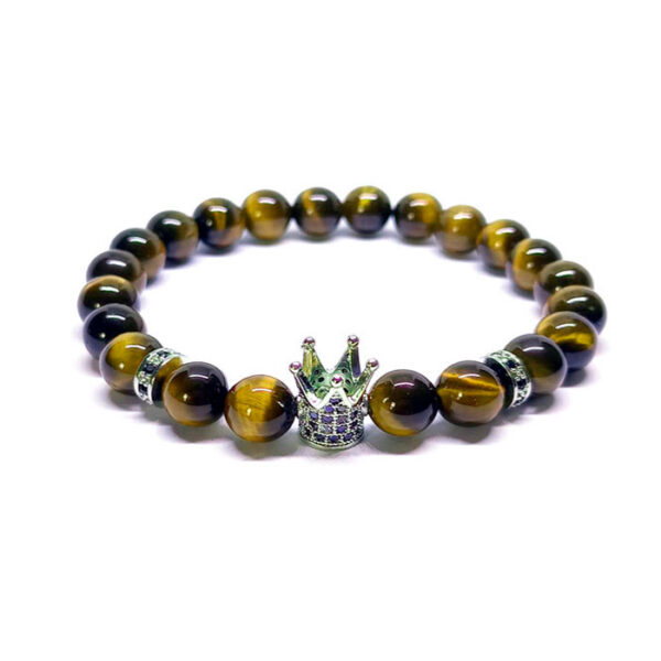 Pulsera ojo de tigre con bola de micro cristales austriacos - Imagen 2