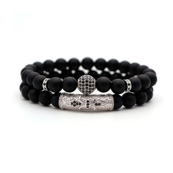 Pulsera de piedra ónix negro mate