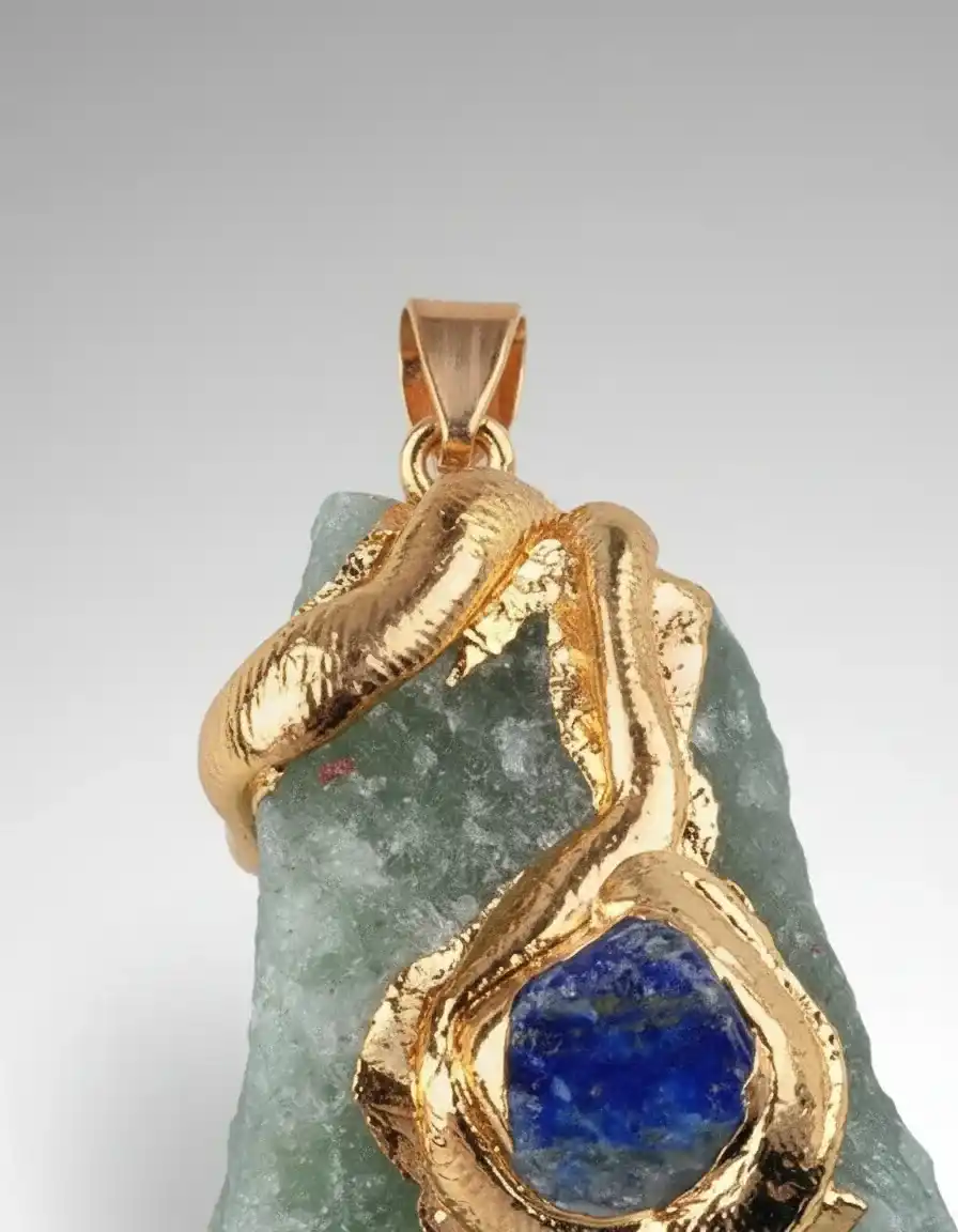 Dije de piedra natural Fluorita con Lapislázuli - Imagen 2