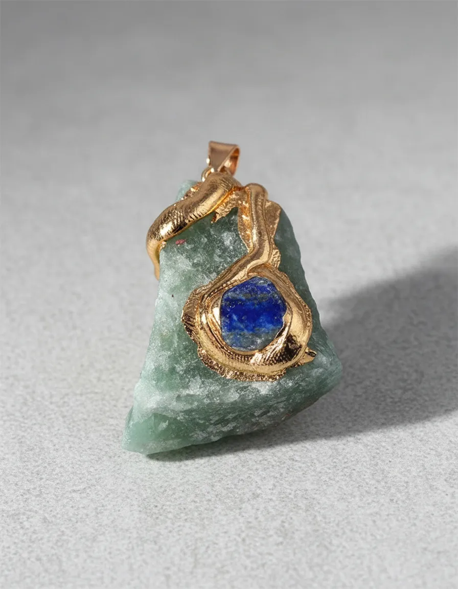 Dije de piedra natural Fluorita con Lapislázuli