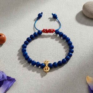 Pulsera De Lapislazuli Con Vajra Dorje De Oro 14