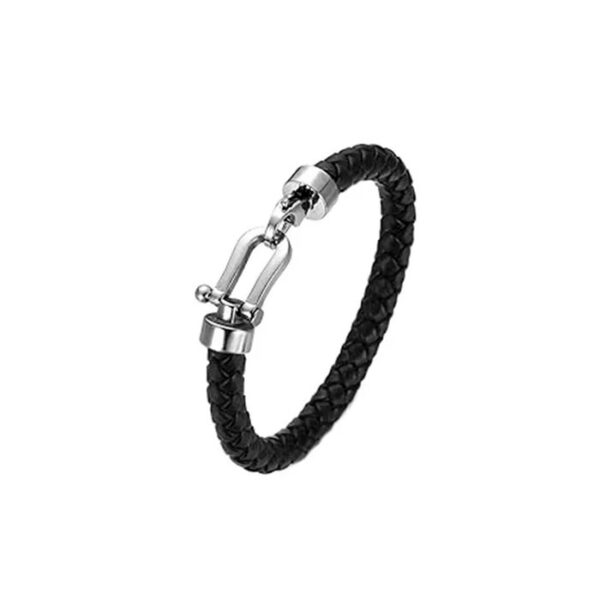 Pulsera Vikinga cuero trenzado y cierre de acero quirurgico - Imagen 2
