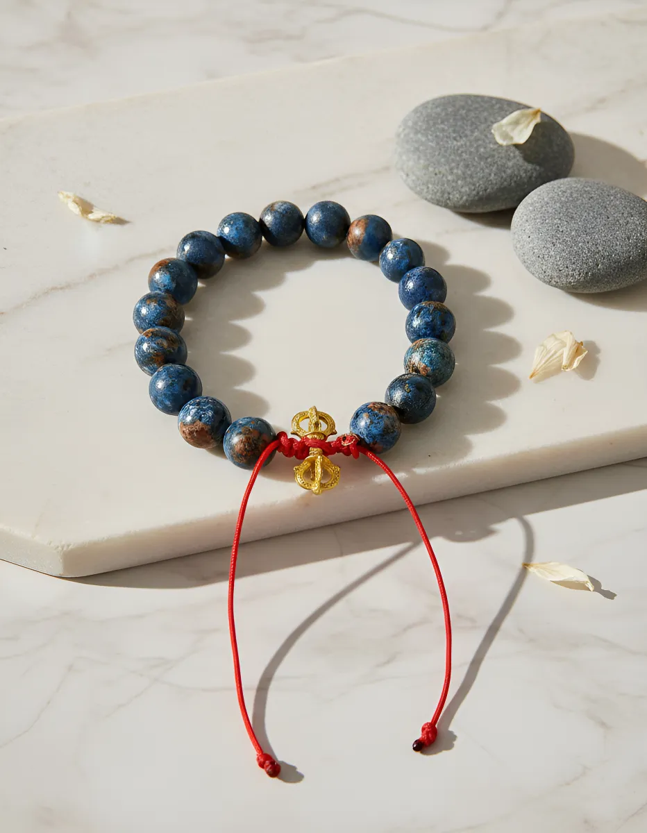 Pulsera Rosario Budista De Piedras Naturales Con Vajra - Imagen 2